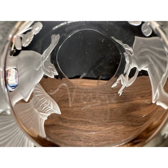 Vintage Verlys Crystal Glass Vase Raised Seasons SPRING Signed Carl Schmitz 1940 - Picture 7 of 13